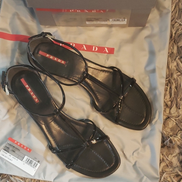 ⚡️SALE⚡️PRADA CALZATURE DONNA STRAPPY SANDALS SZ 38 - Picture 3 of 8